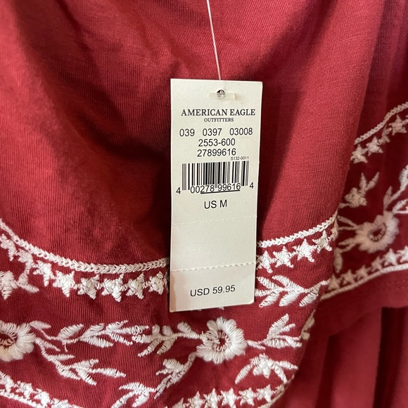 American Eagle|SOFT Burgundy Floral Embroidered Romper, Off the Shoulder•••NWT - Picture 8 of 13